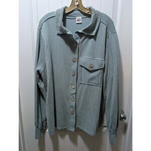 The ZigZag Blue Long Sleeve Button-Down Top Women's Size L Casual